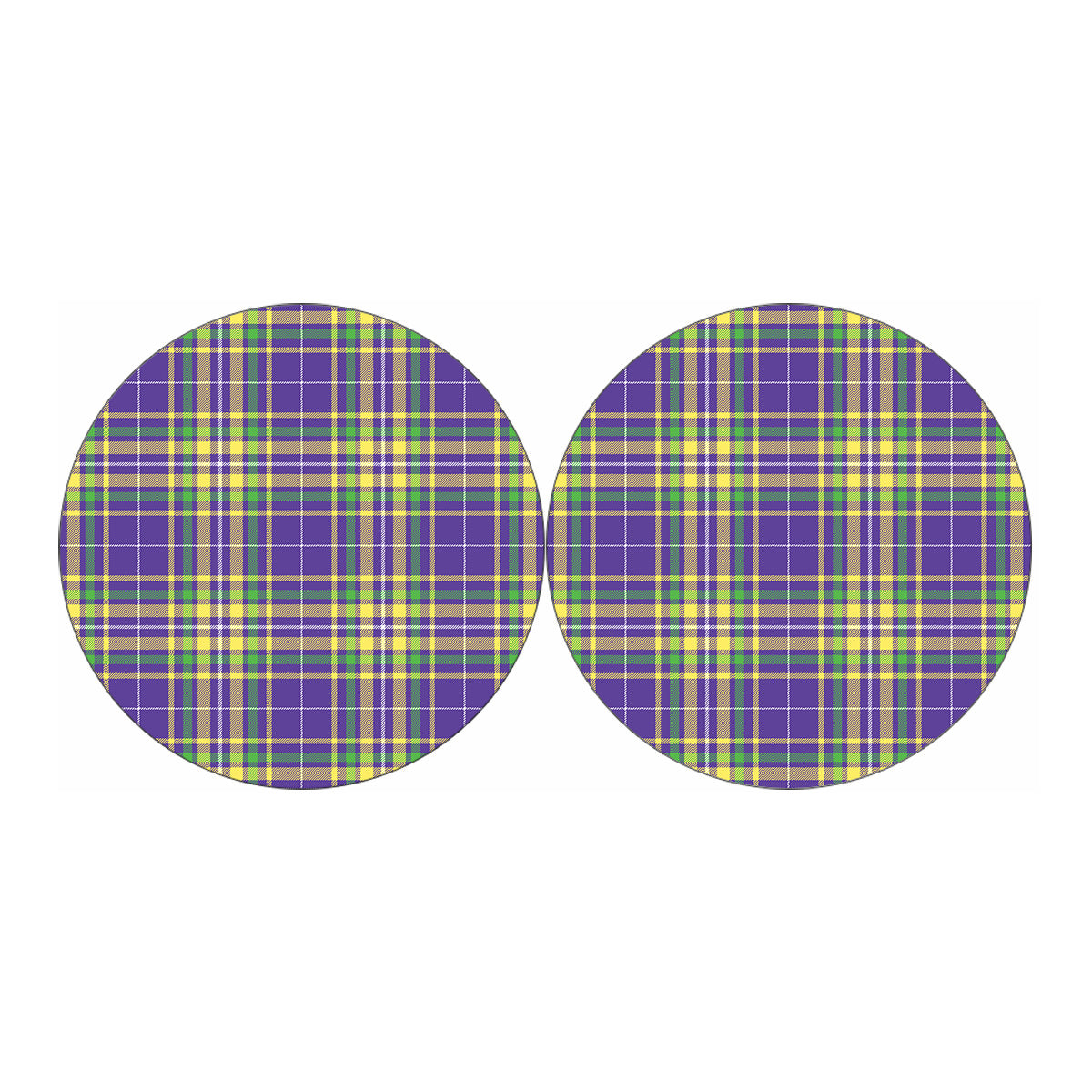 Mardi Gras Tartan Plaid Pattern Print Car Coasters