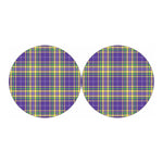 Mardi Gras Tartan Plaid Pattern Print Car Coasters