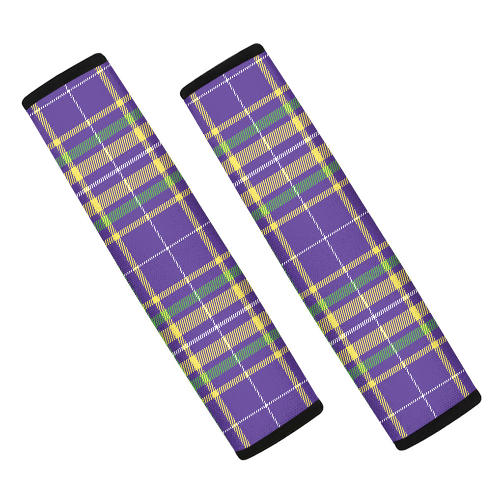 Mardi Gras Tartan Plaid Pattern Print Car Seat Belt Covers