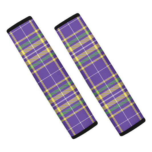 Mardi Gras Tartan Plaid Pattern Print Car Seat Belt Covers