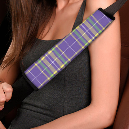 Mardi Gras Tartan Plaid Pattern Print Car Seat Belt Covers