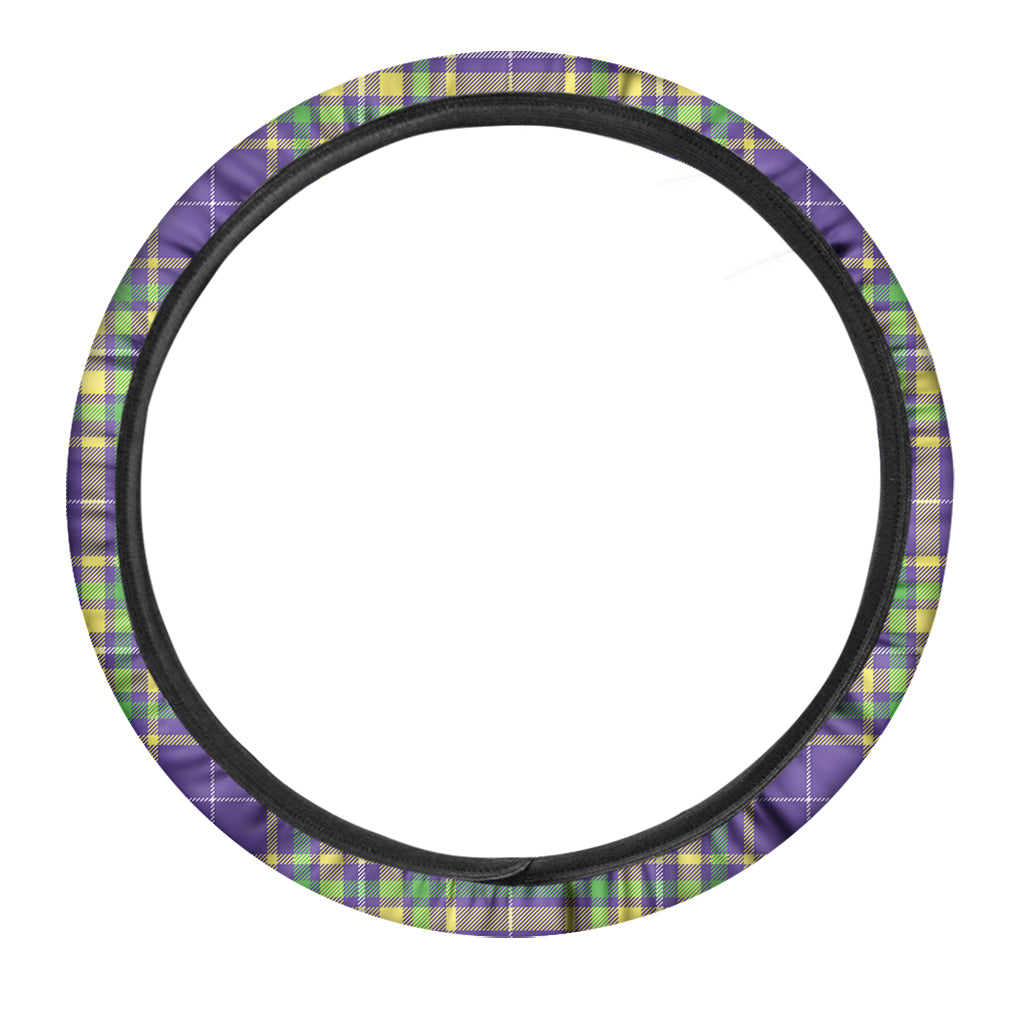 Mardi Gras Tartan Plaid Pattern Print Car Steering Wheel Cover