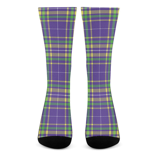 Mardi Gras Tartan Plaid Pattern Print Crew Socks