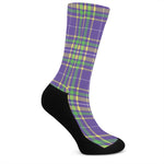 Mardi Gras Tartan Plaid Pattern Print Crew Socks