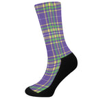 Mardi Gras Tartan Plaid Pattern Print Crew Socks