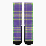 Mardi Gras Tartan Plaid Pattern Print Crew Socks