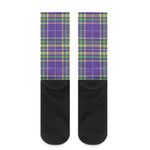 Mardi Gras Tartan Plaid Pattern Print Crew Socks
