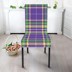Mardi Gras Tartan Plaid Pattern Print Dining Chair Slipcover