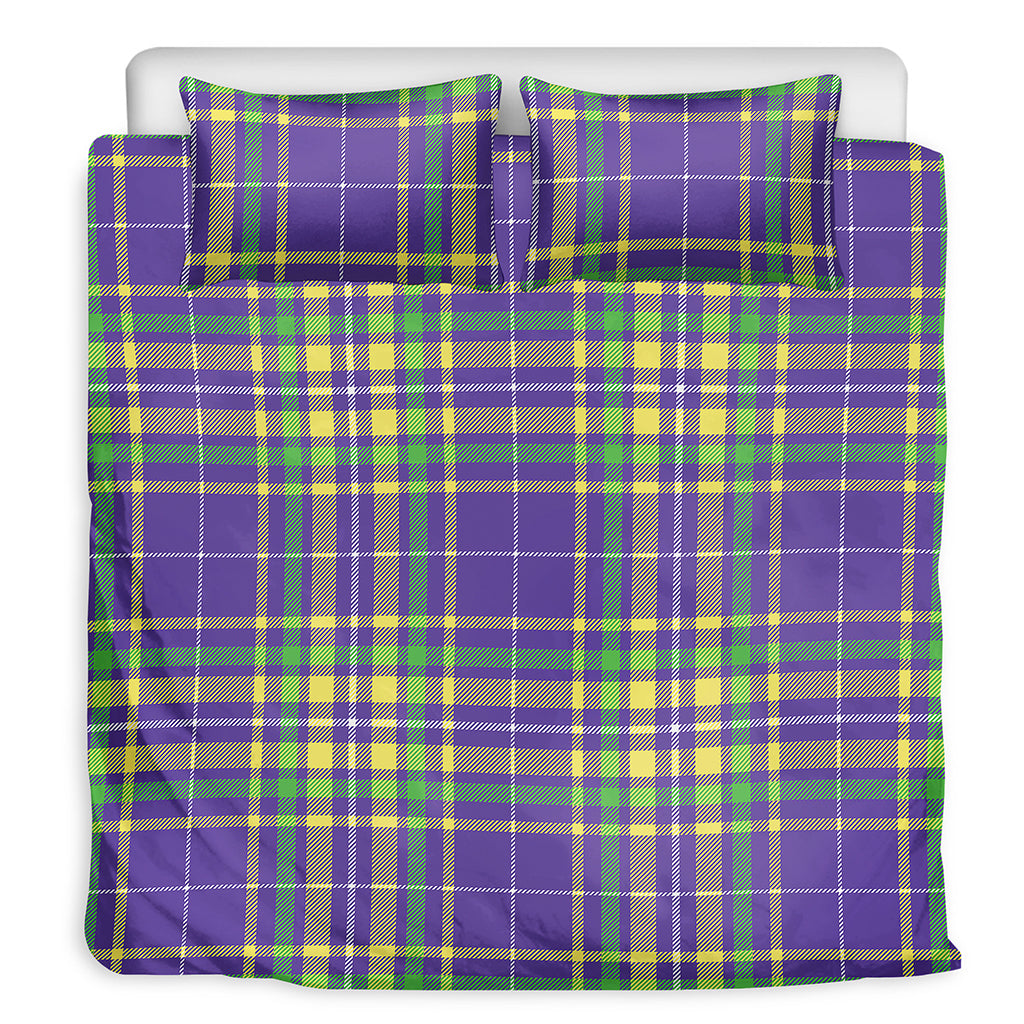 Mardi Gras Tartan Plaid Pattern Print Duvet Cover Bedding Set