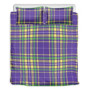 Mardi Gras Tartan Plaid Pattern Print Duvet Cover Bedding Set