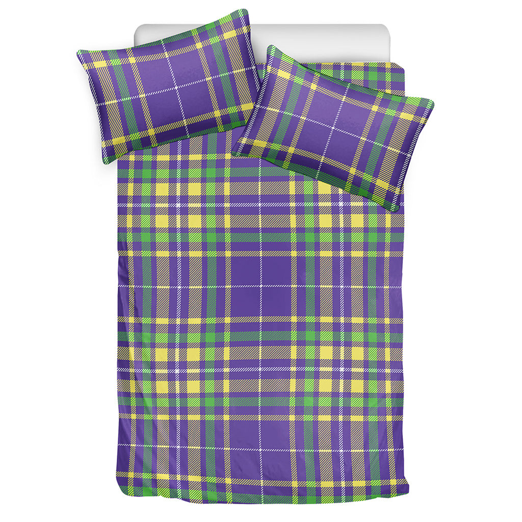 Mardi Gras Tartan Plaid Pattern Print Duvet Cover Bedding Set