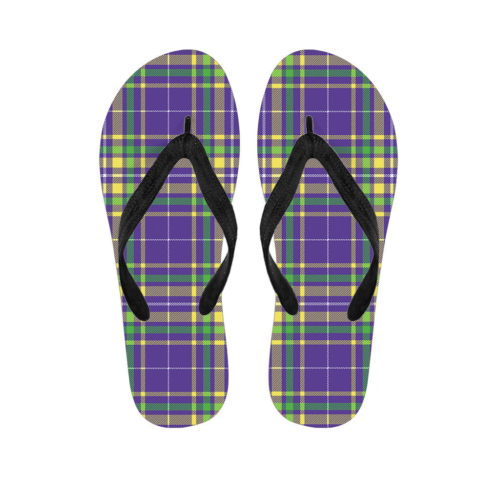 Mardi Gras Tartan Plaid Pattern Print Flip Flops