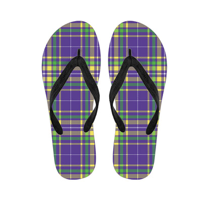 Mardi Gras Tartan Plaid Pattern Print Flip Flops