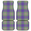Mardi Gras Tartan Plaid Pattern Print Front and Back Car Floor Mats