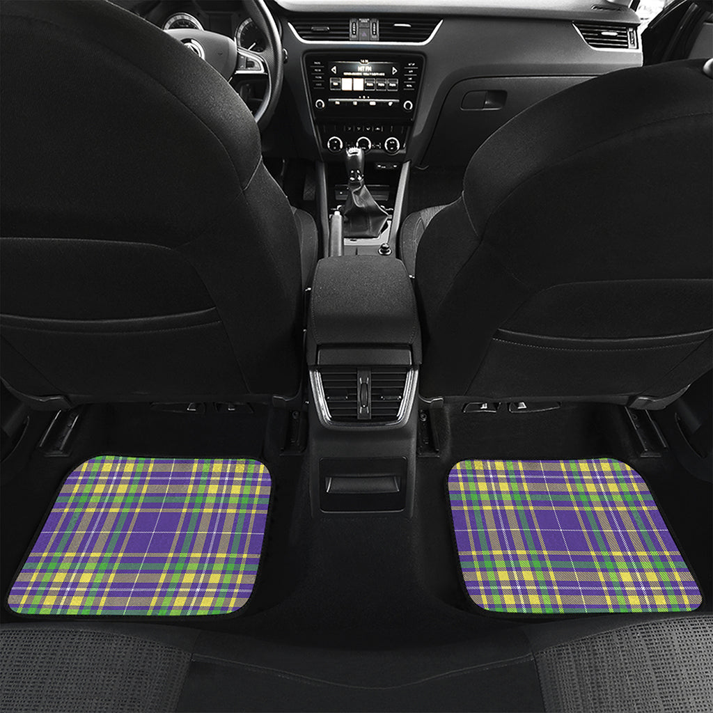 Mardi Gras Tartan Plaid Pattern Print Front and Back Car Floor Mats