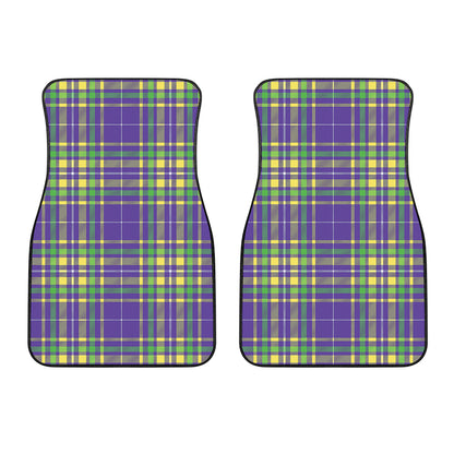 Mardi Gras Tartan Plaid Pattern Print Front Car Floor Mats