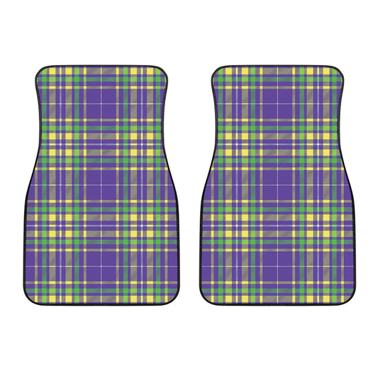 Mardi Gras Tartan Plaid Pattern Print Front Car Floor Mats