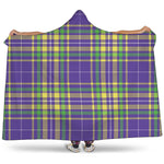Mardi Gras Tartan Plaid Pattern Print Hooded Blanket
