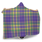 Mardi Gras Tartan Plaid Pattern Print Hooded Blanket