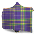 Mardi Gras Tartan Plaid Pattern Print Hooded Blanket