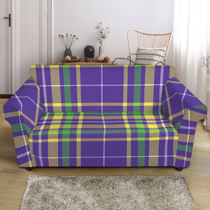 Mardi Gras Tartan Plaid Pattern Print Loveseat Slipcover