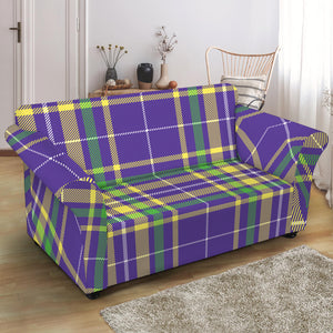 Mardi Gras Tartan Plaid Pattern Print Loveseat Slipcover