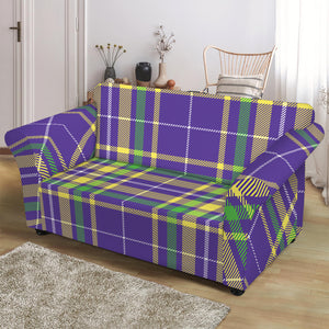 Mardi Gras Tartan Plaid Pattern Print Loveseat Slipcover