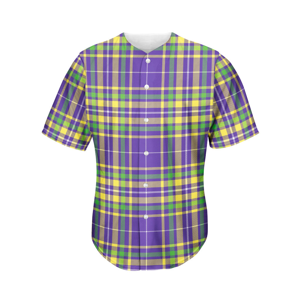 Mardi Gras Tartan Plaid Pattern Print Men's Baseball Jersey