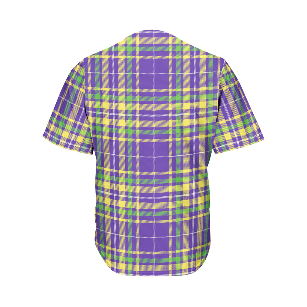 Mardi Gras Tartan Plaid Pattern Print Men's Baseball Jersey