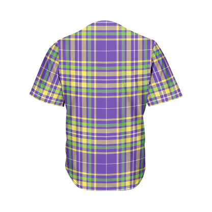 Mardi Gras Tartan Plaid Pattern Print Men's Baseball Jersey