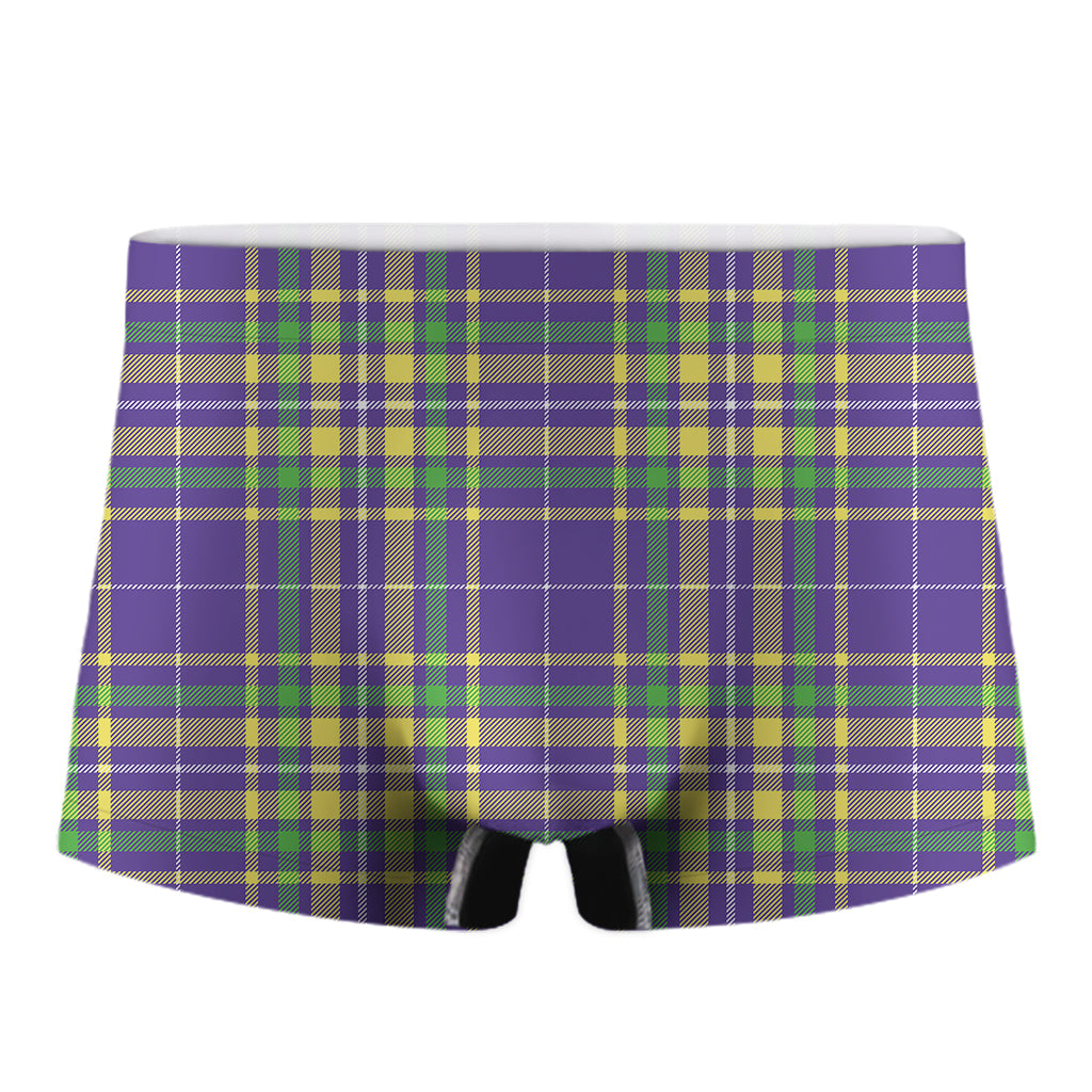 Mardi Gras Tartan Plaid Pattern Print Men's Boxer Briefs