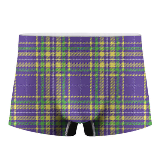 Mardi Gras Tartan Plaid Pattern Print Men's Boxer Briefs