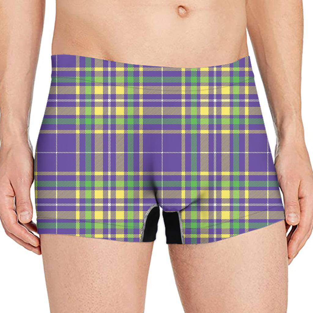 Mardi Gras Tartan Plaid Pattern Print Men's Boxer Briefs