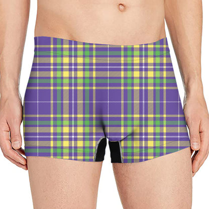 Mardi Gras Tartan Plaid Pattern Print Men's Boxer Briefs