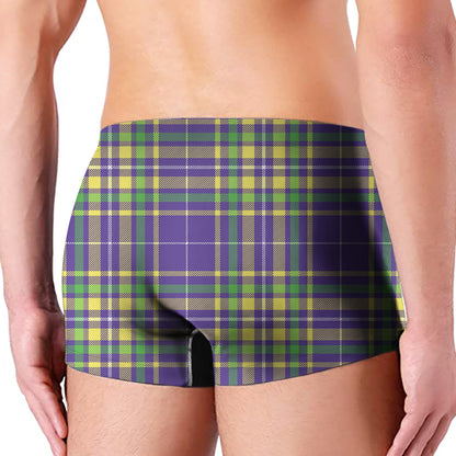 Mardi Gras Tartan Plaid Pattern Print Men's Boxer Briefs