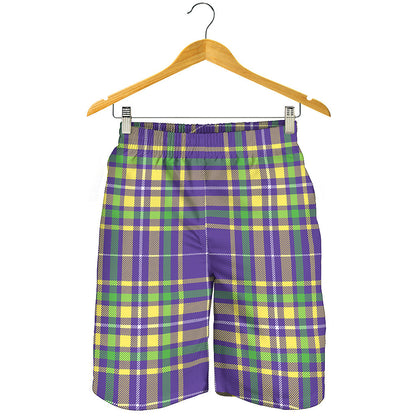 Mardi Gras Tartan Plaid Pattern Print Men's Shorts