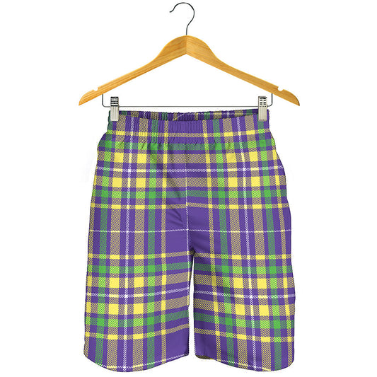 Mardi Gras Tartan Plaid Pattern Print Men's Shorts