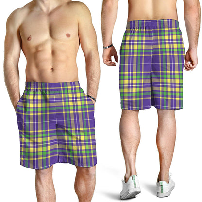 Mardi Gras Tartan Plaid Pattern Print Men's Shorts