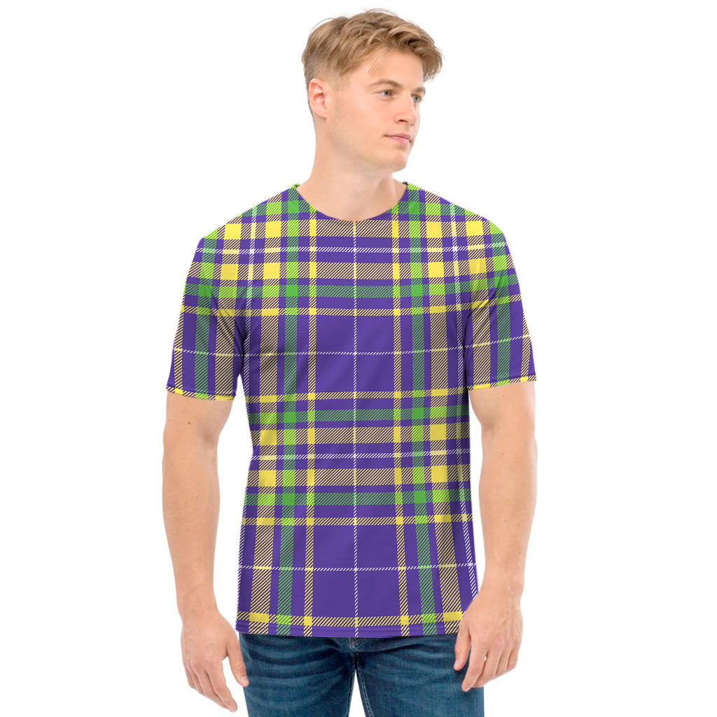 Mardi Gras Tartan Plaid Pattern Print Men's T-Shirt