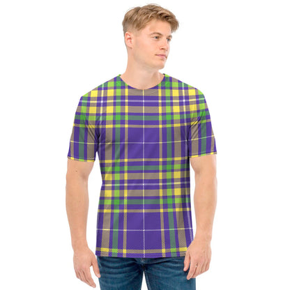 Mardi Gras Tartan Plaid Pattern Print Men's T-Shirt