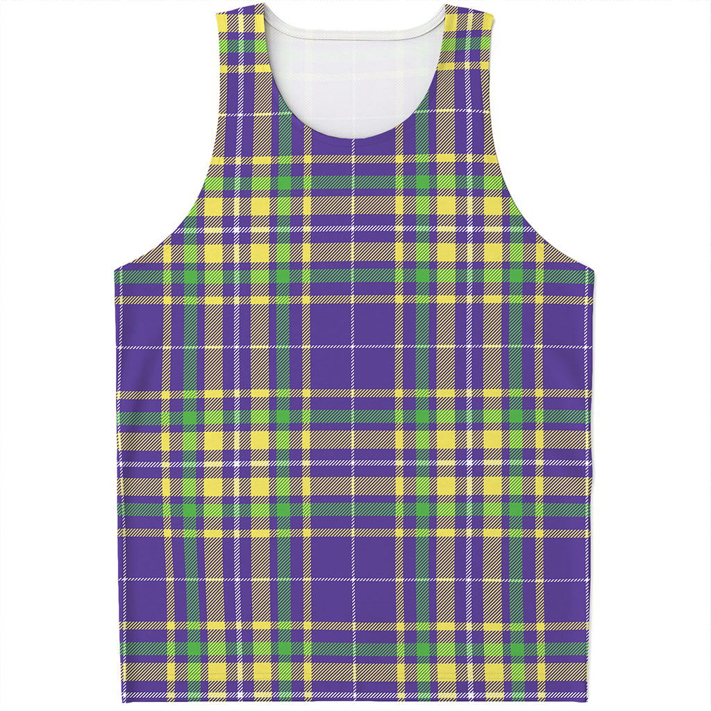 Mardi Gras Tartan Plaid Pattern Print Men's Tank Top
