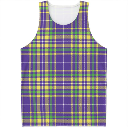 Mardi Gras Tartan Plaid Pattern Print Men's Tank Top