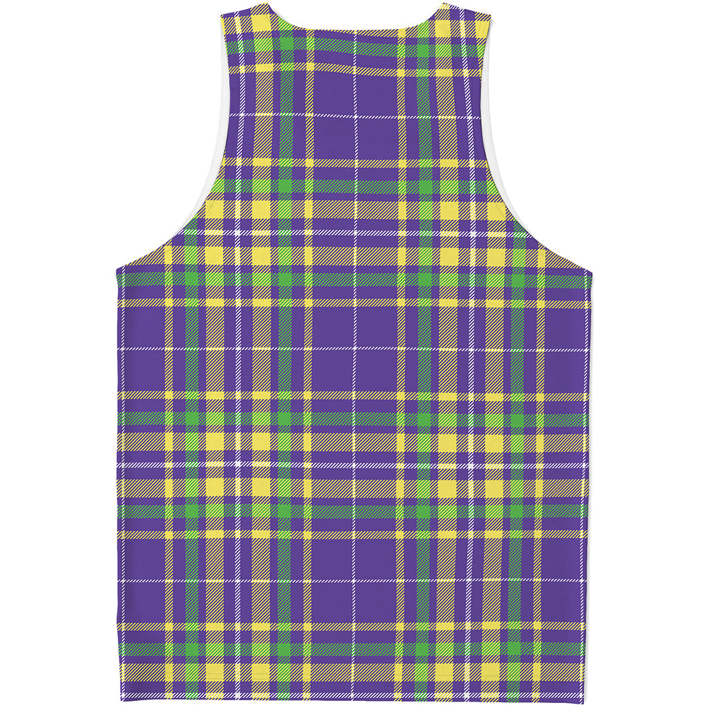 Mardi Gras Tartan Plaid Pattern Print Men's Tank Top