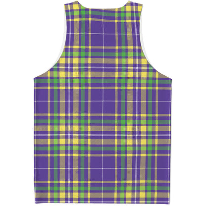 Mardi Gras Tartan Plaid Pattern Print Men's Tank Top