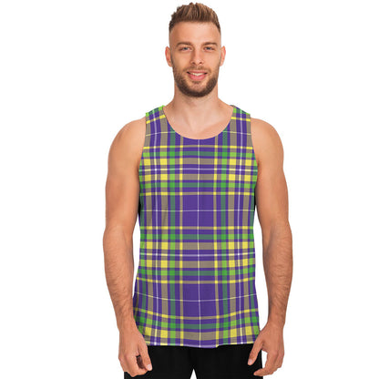 Mardi Gras Tartan Plaid Pattern Print Men's Tank Top