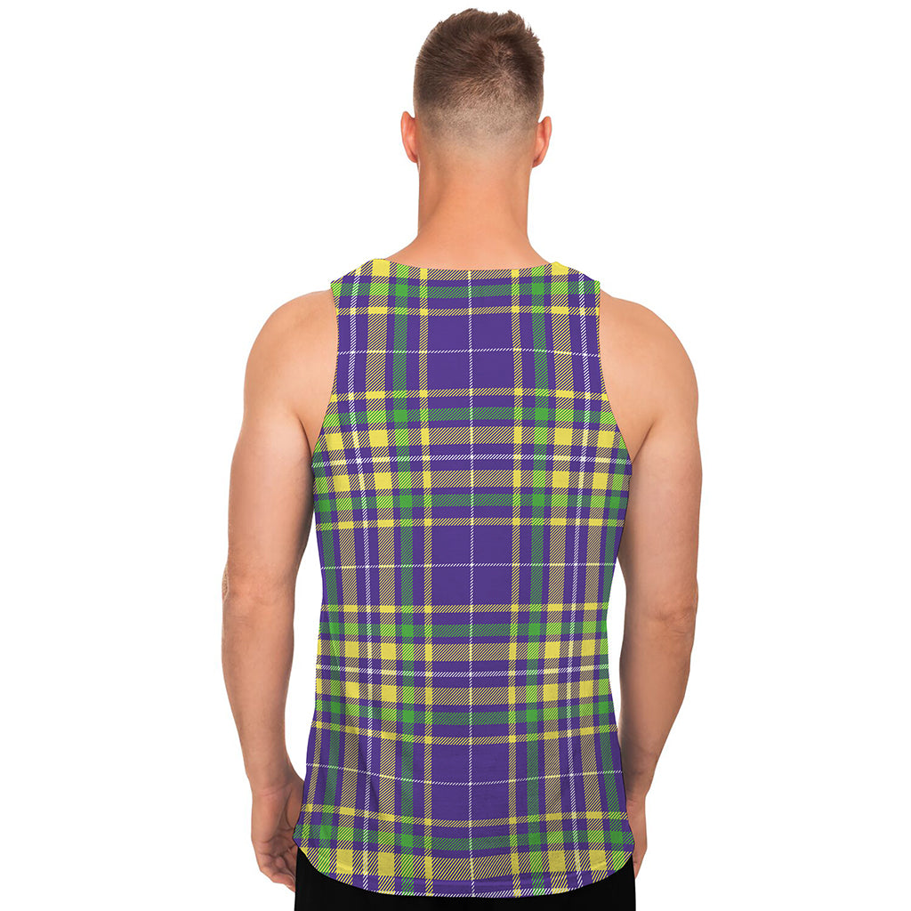 Mardi Gras Tartan Plaid Pattern Print Men's Tank Top
