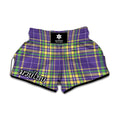 Mardi Gras Tartan Plaid Pattern Print Muay Thai Boxing Shorts