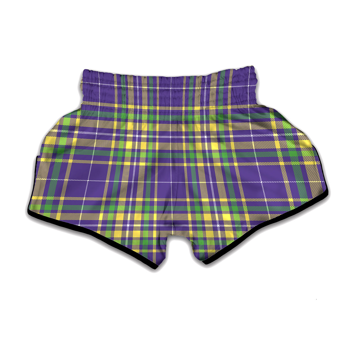 Mardi Gras Tartan Plaid Pattern Print Muay Thai Boxing Shorts