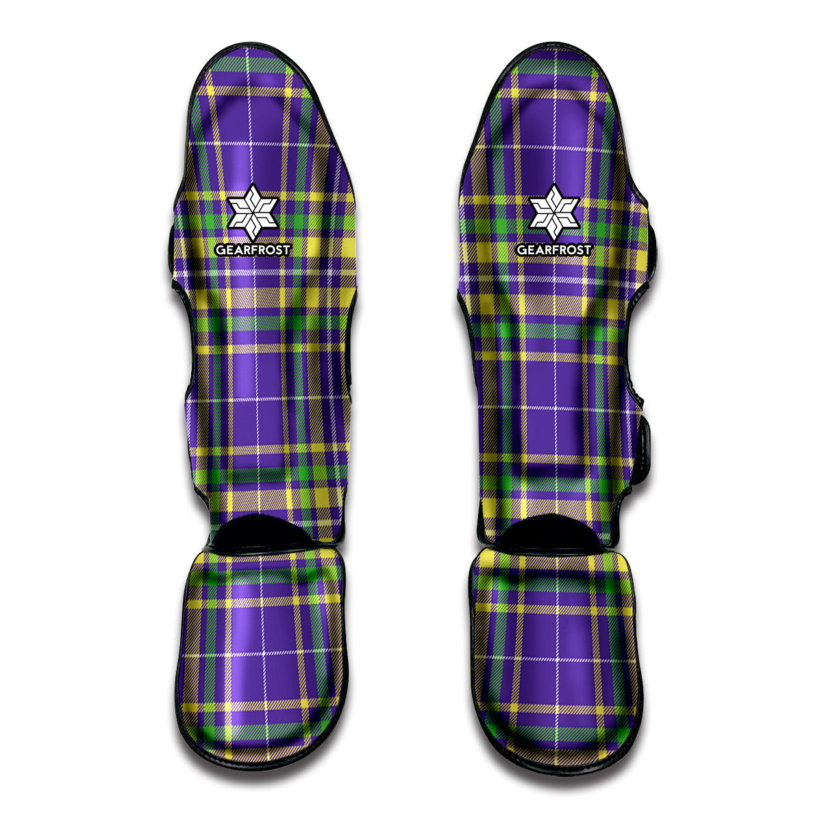 Mardi Gras Tartan Plaid Pattern Print Muay Thai Shin Guard