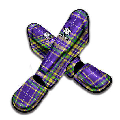 Mardi Gras Tartan Plaid Pattern Print Muay Thai Shin Guard